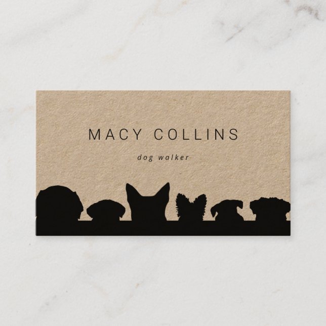 Rustic dog silhouette kraft business card (Front)
