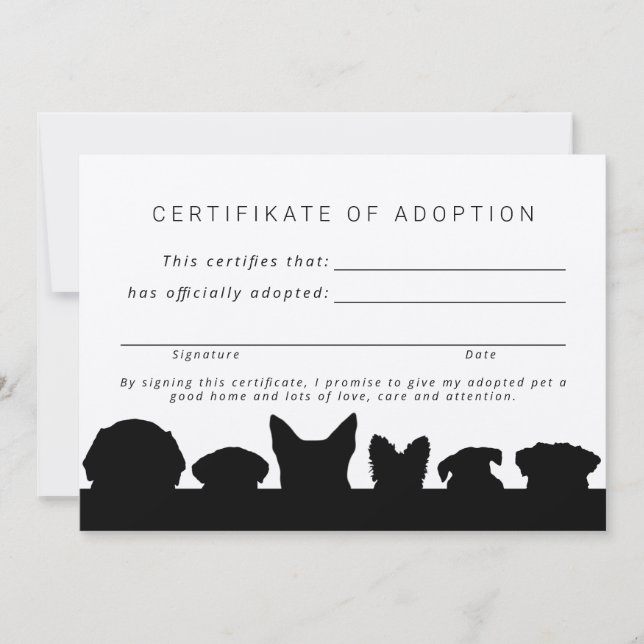 Rustic dog silhouettes Certifikate of adoption Invitation (Front)