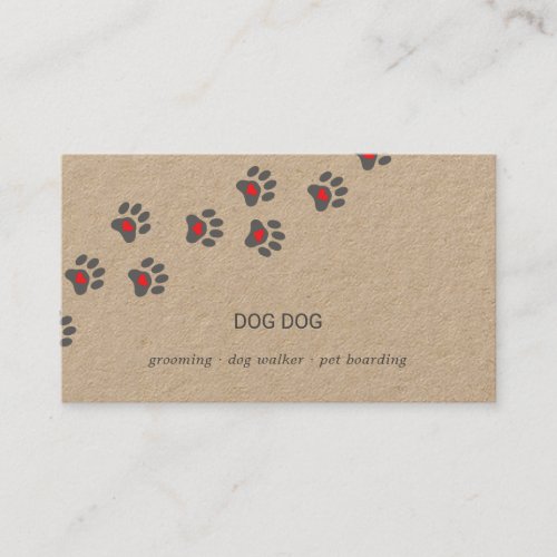 Rustic dog sitter paw path business card