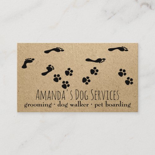 Rustic Dog Sitter Pet Services Grooming Paw Path Business Card