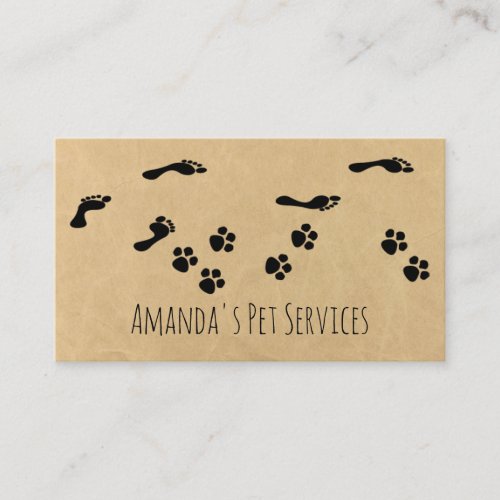 Rustic Dog Sitter Pet Services Grooming Paw Path Business Card