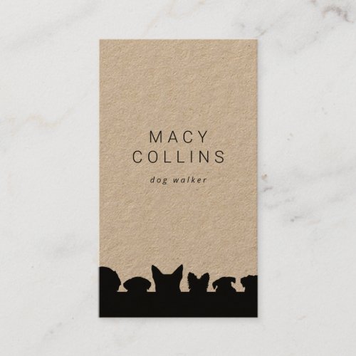 Rustic dogs silhouette kraft business card