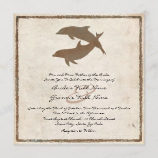 Rustic Dolphins Beach Wedding Invitation