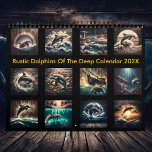 Rustic Dolphins of the Deep 2025  Calendar<br><div class="desc">Dive into a world of elegance and tranquility with this dolphin-themed 2025 calendar, featuring stunning artwork on a Rustic Weathered Dark Wood background. Each month highlights the intelligence and beauty of dolphins as they leap, play, and explore the ocean’s wonders. Whether riding the surf or swimming under the stars, these...</div>