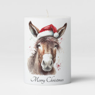 Rustic Donkey Christmas Mantel Glow Pillar Candle