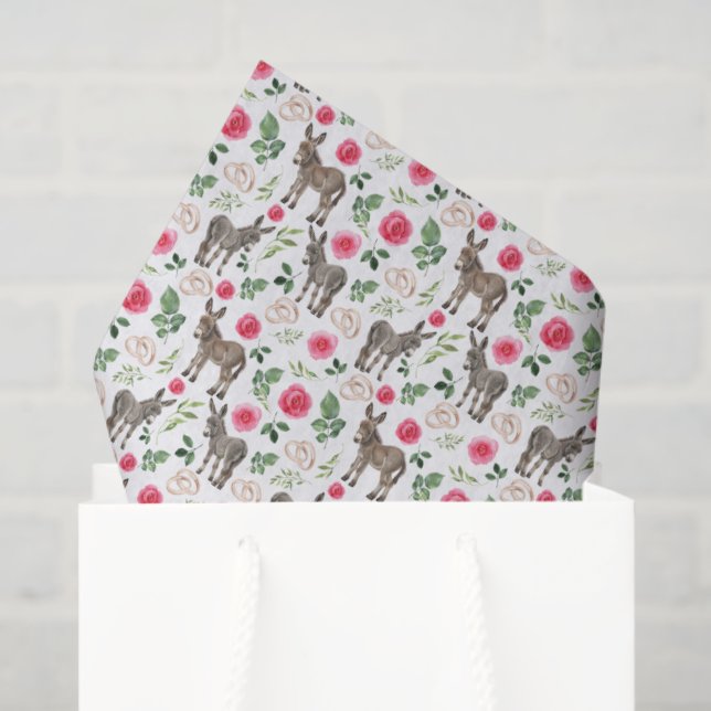 Rustic Donkey Floral Pink Tissue Paper (Gift Bag)