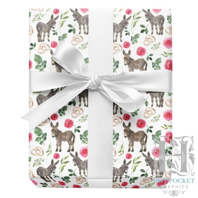 Rustic Donkey Floral Pink Wrapping Paper (Creator Uploaded)