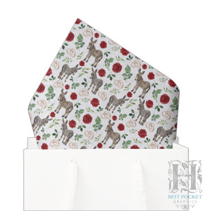 Rustic Donkey Floral Red Tissue Paper