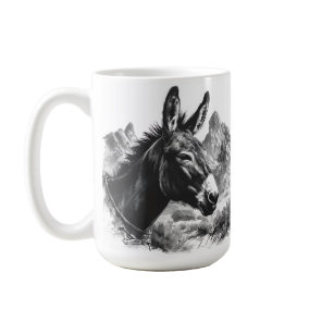 Rustic Donkey Portrait in Black and White Coffee Mug