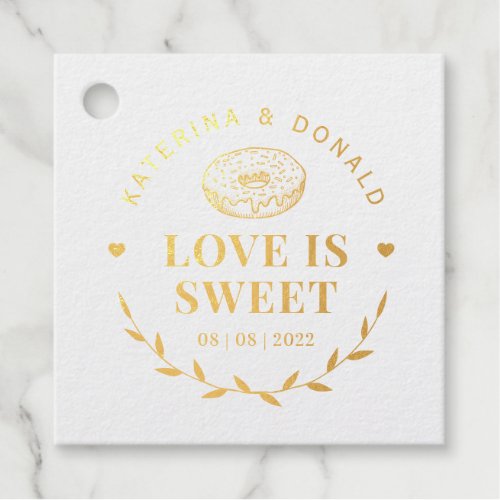 Rustic Donut Love is Sweet Wedding Kraft  Classic  Foil Favor Tags