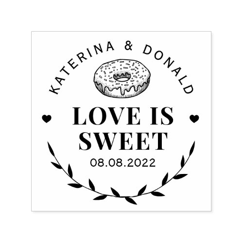 Rustic Donut Love is Sweet Wedding Kraft  Classic  Self_inking Stamp
