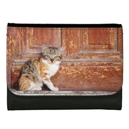 Rustic Door Cat Kitten Ladies Wallet Purse