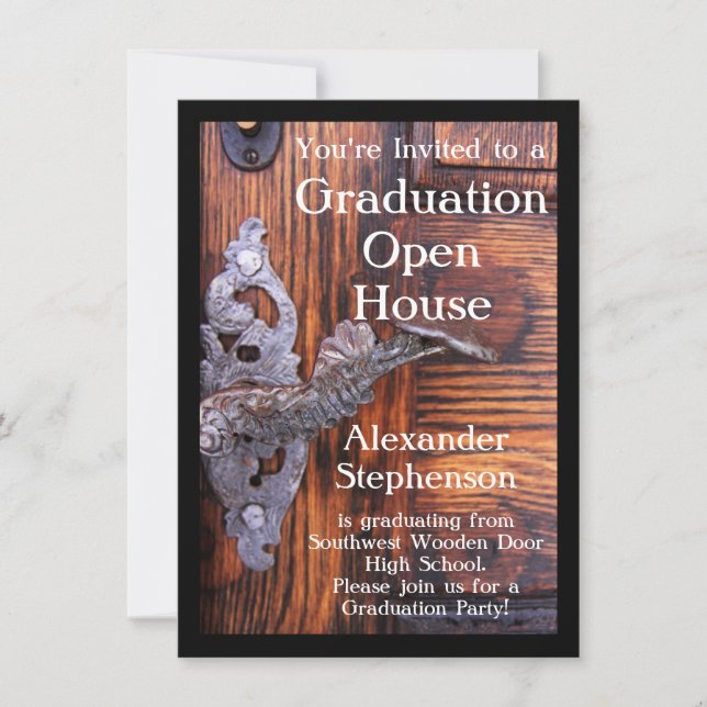 Rustic Door Graduation Party Invitation (Front)