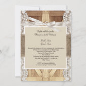 Rustic Door Wedding Beige White Lace Wood Burlap 2 Invitation (Back)