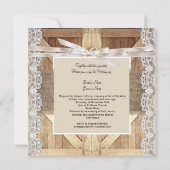Rustic Door Wedding Beige White Lace Wood Burlap Invitation (Back)