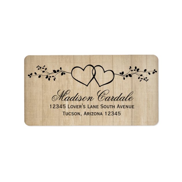 Rustic Double Hearts Wedding Address Labels