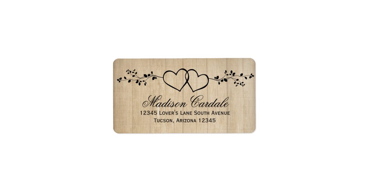 Rustic Double Hearts Wedding Address Labels Zazzle Com