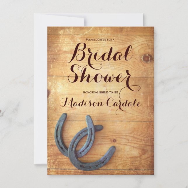 Rustic Double Horseshoes Bridal Shower Invitations (Front)