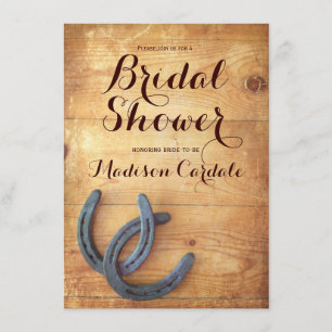 Rustic Double Horseshoes Bridal Shower Invitations
