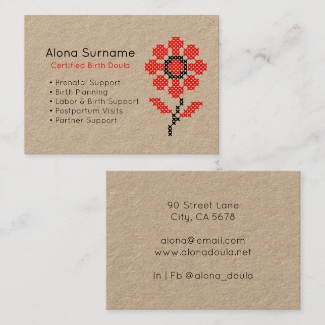 Rustic Doula Services Business Card  (Front/Back)