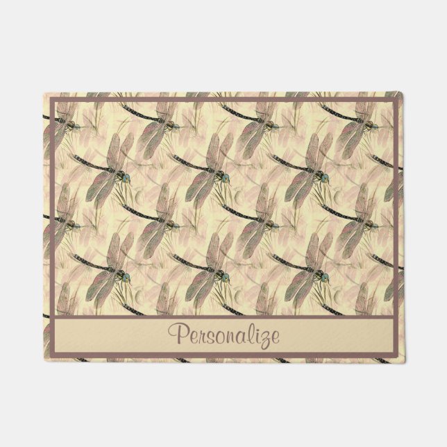 Rustic Dragonfly Art Design Pattern Doormat (Front)