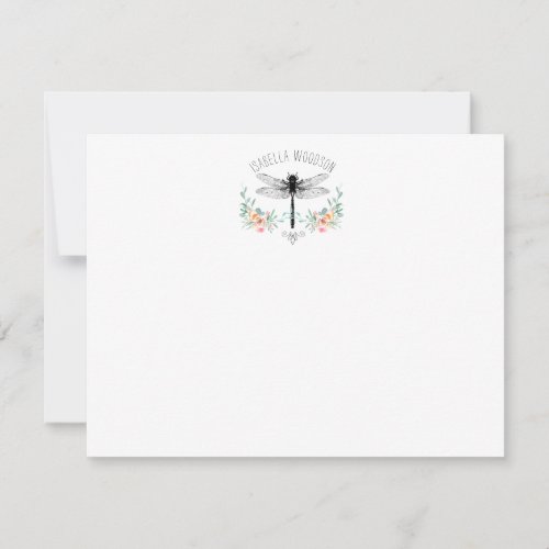 Rustic Dragonfly Floral Note Card