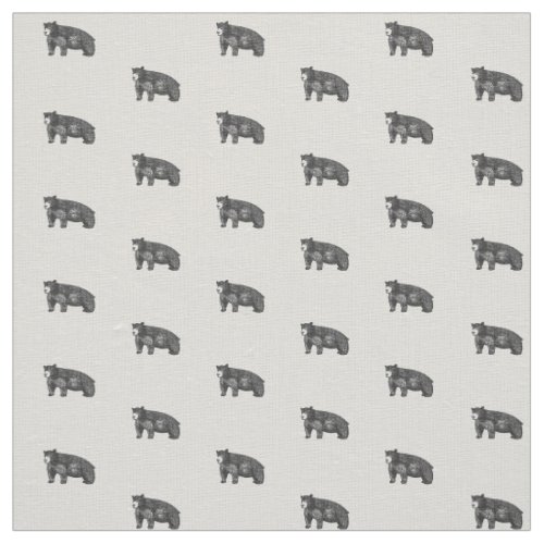 Rustic Drawing Black Bear Fabric