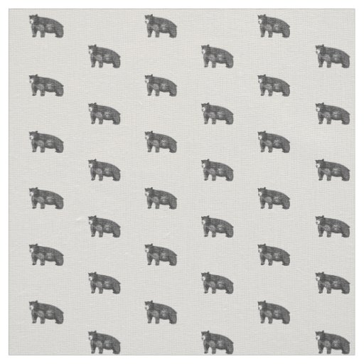 Rustic Drawing Black Bear Fabric