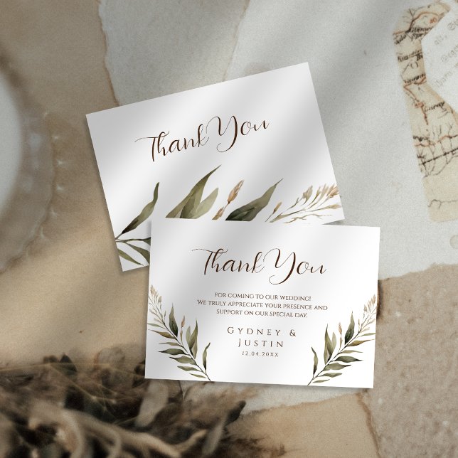 Rustic Dread Floral Pampas Wedding Thank You Card (Creator Uploaded)
