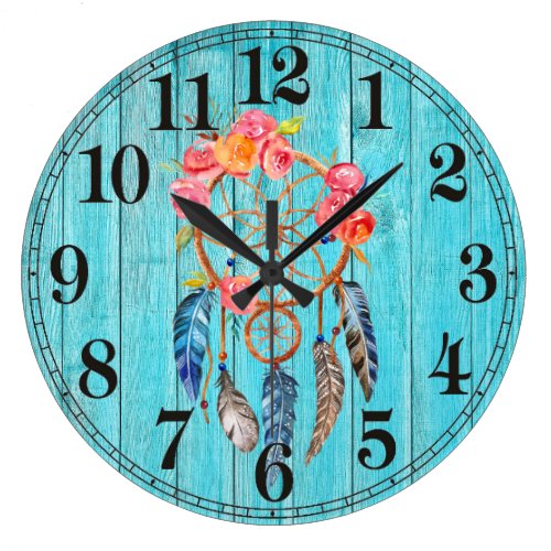 Rustic Dreamcatcher Round (Large) Wall Clock