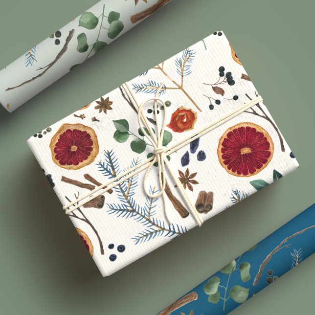 Rustic Dried Botanicals Woodsy Winter Holiday Wrapping Paper Sheets (Creator Uploaded)