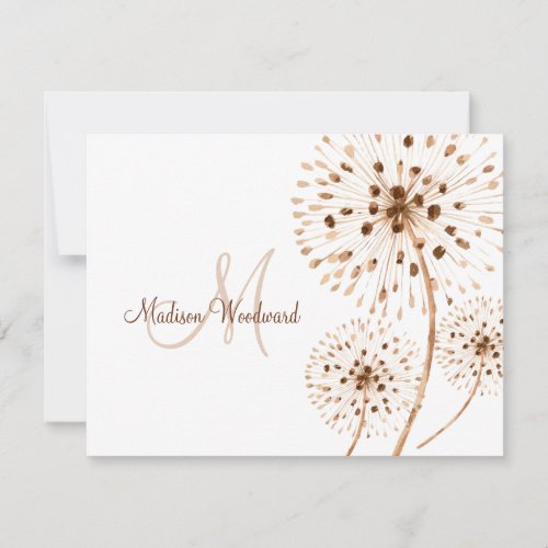 Rustic Dried Flowers Monogram  Note Card