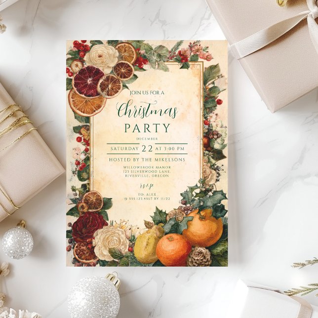 Rustic Dried Orange and Fruit Christmas Invitation (Creator Uploaded)