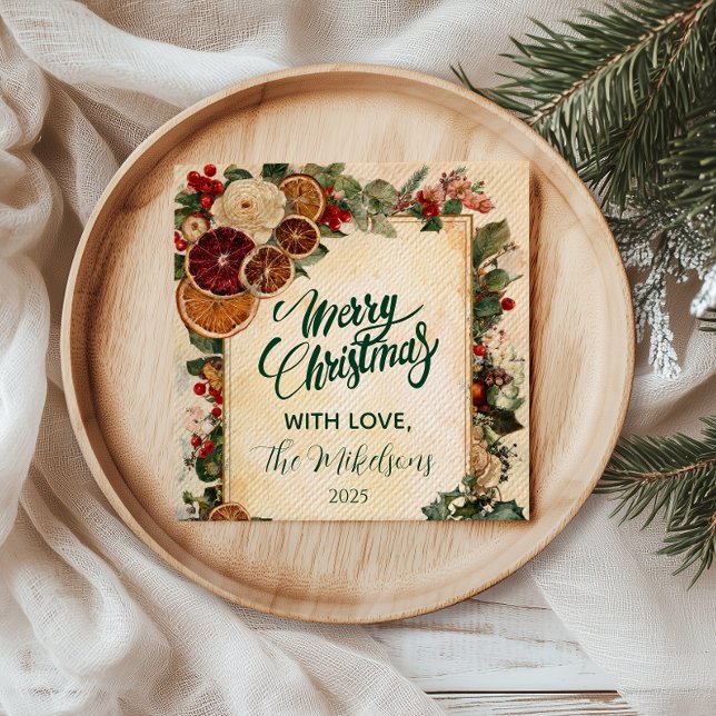 Rustic Dried Orange and Fruit Christmas Napkins (Creator Uploaded)