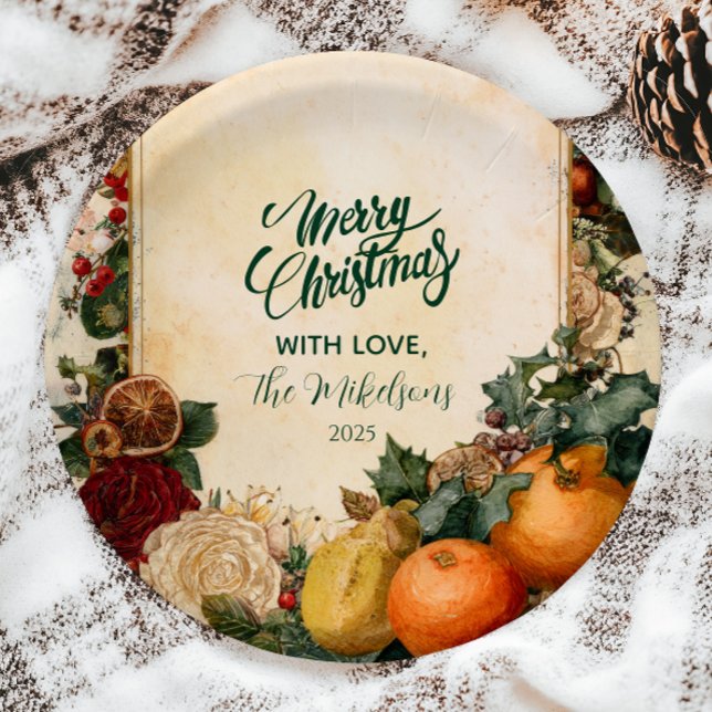 Rustic Dried Orange and Fruit Christmas Paper Plates (Creator Uploaded)