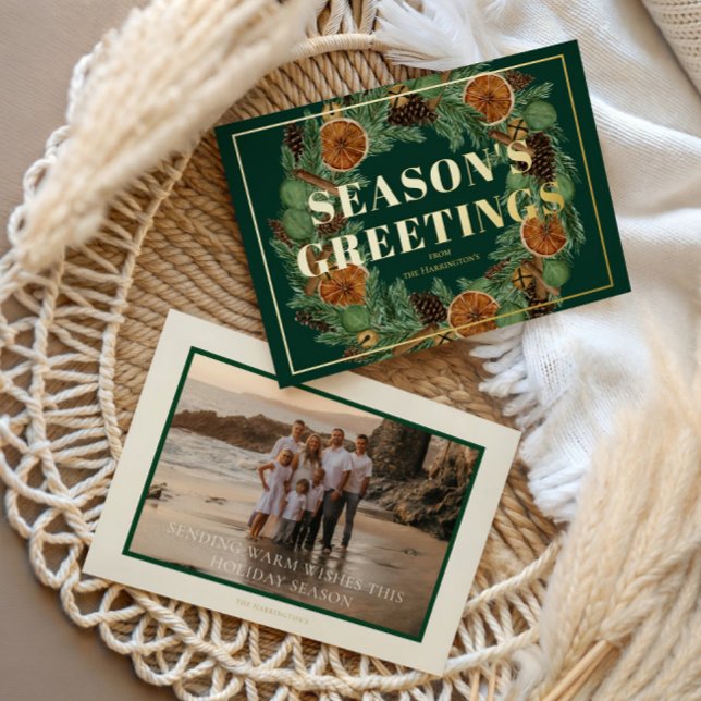 Rustic Dried Orange Pine Photo Holiday Gold (Creator Uploaded)