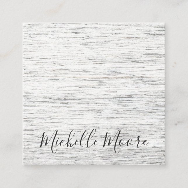 Rustic drift wood modern feminine minimalist square business card (Front)