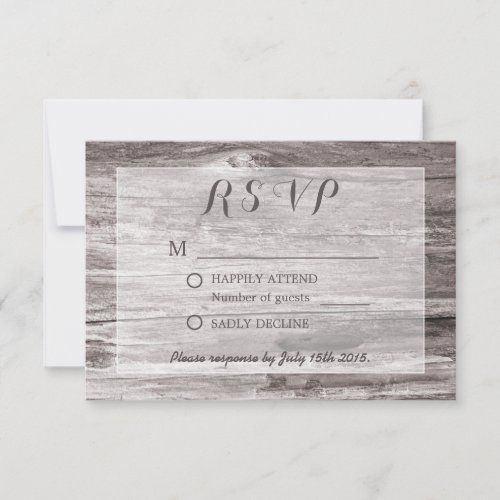 Rustic Driftwood Background Wedding RSVP