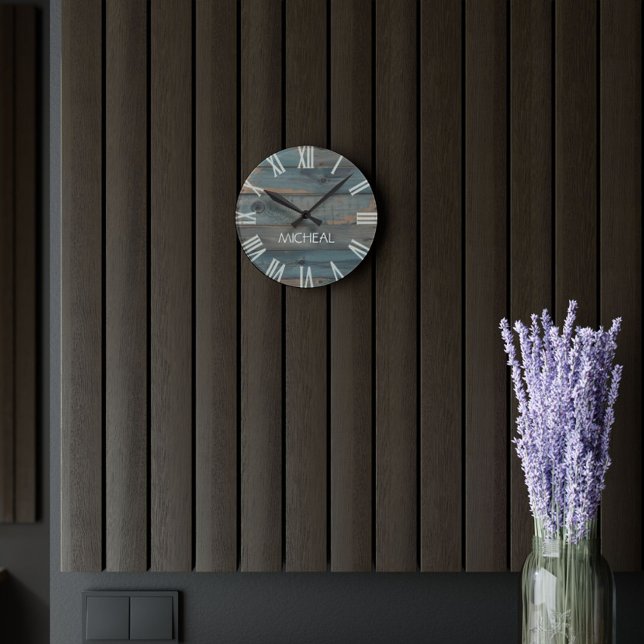 Rustic Driftwood Clock Monogram Personalized (Creator Uploaded)