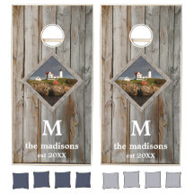 Rustic Driftwood Monogram Custom Photo Lighthouse