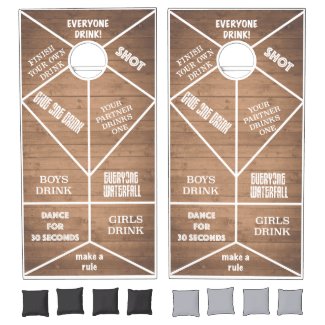 Rustic Drinking Game Barnwood Cornhole Set