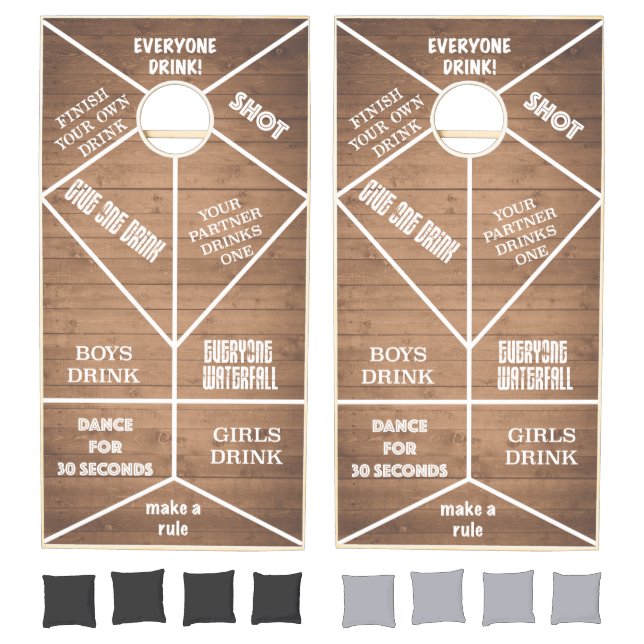 Rustic Drinking Game Barnwood Cornhole Set (Set)