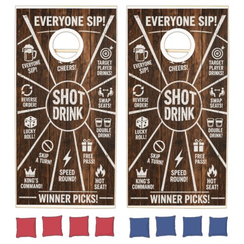 Rustic Drinking Game Cornhole Board