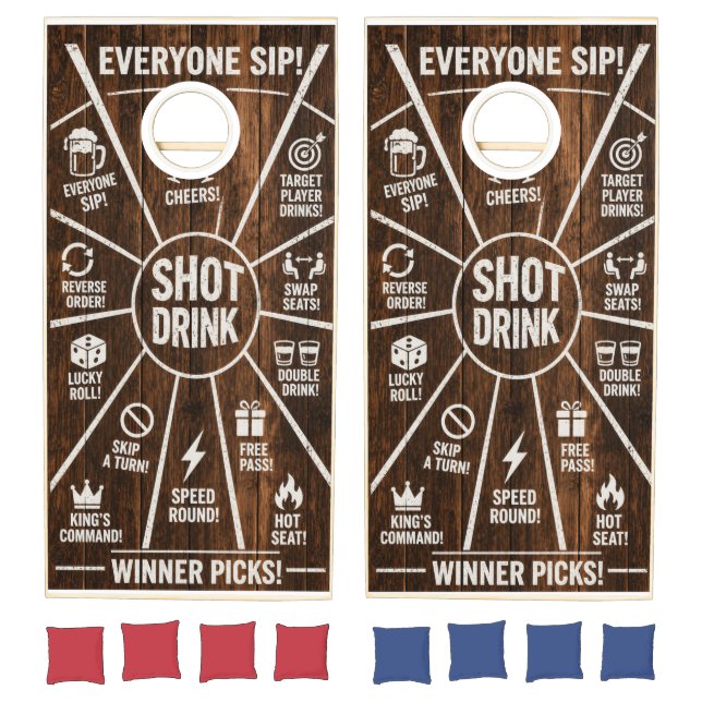 Rustic Drinking Game Cornhole Board  (Set)