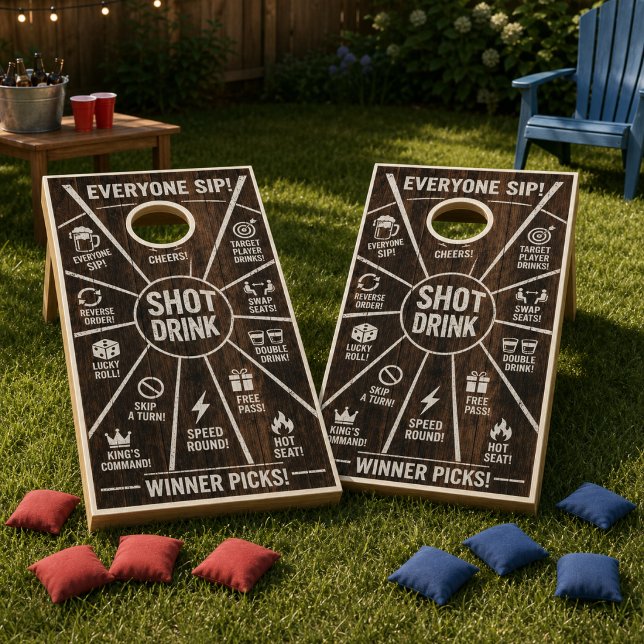 Rustic Drinking Game Cornhole Board  (Creator Uploaded)