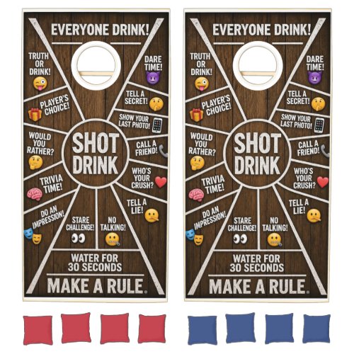 Rustic Drinking Game Cornhole Board