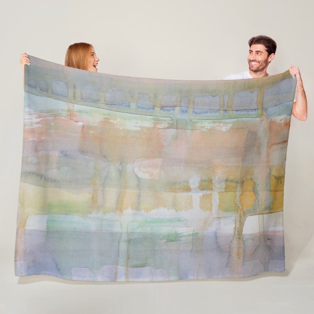 Rustic Drip Watercolor Print Fleece Blanket (In Situ)