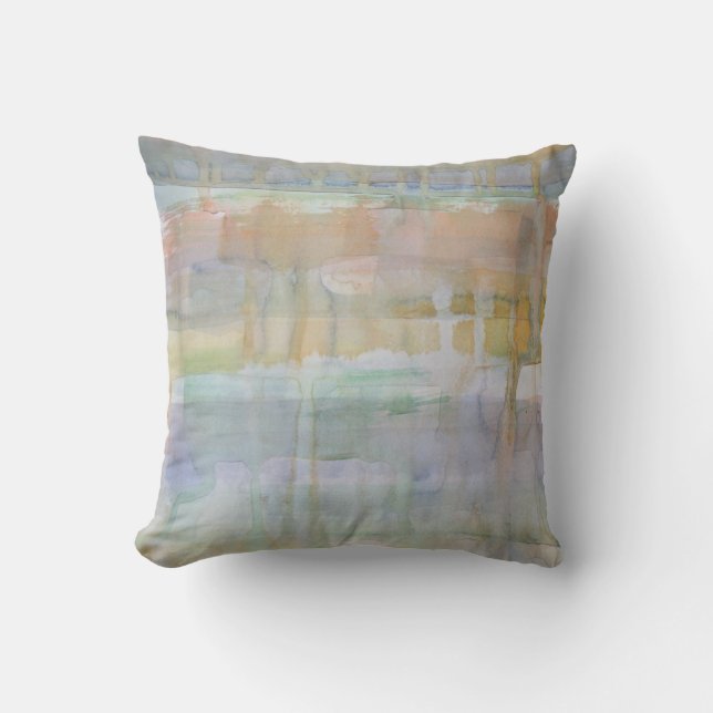 Rustic Drip Watercolor Print Throw Pillow (Front)