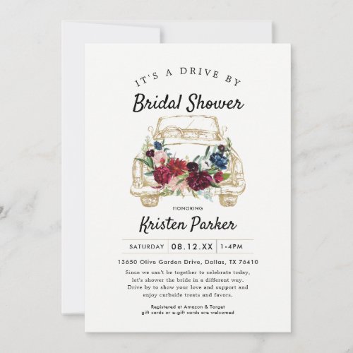 Rustic Drive By Bridal Shower Invitation