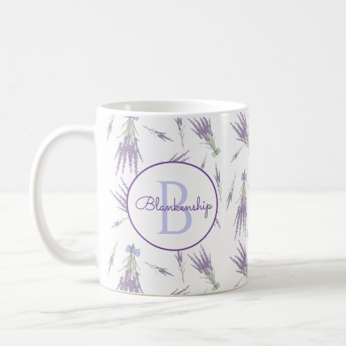 Rustic Dry Lavender Flower Bundles Monogram Coffee Mug